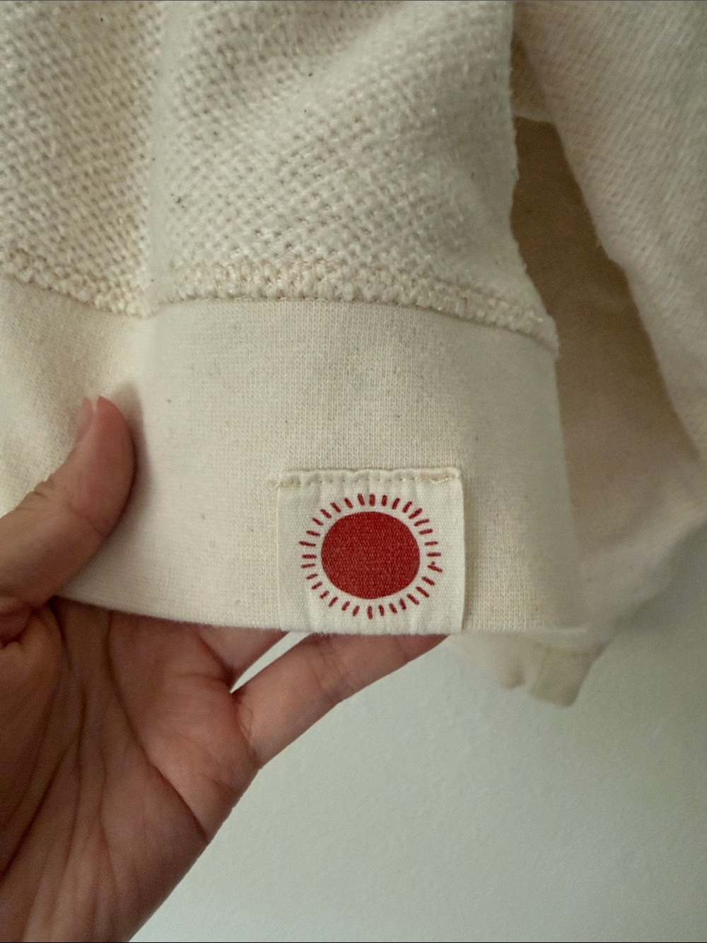 Mollusk California Golden Hour Hooded Cropped Pullover Sweater Size Large Creme - Picture 7 of 12